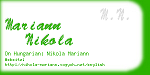 mariann nikola business card